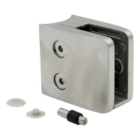 Glass clamp 8-12.76 mm 52x52x32 mm bracket and pin AISI 304 system 42.4 mm satin
