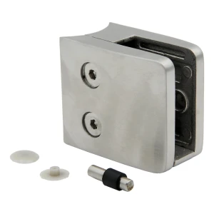 Glass clamp 8-12.76 mm 52x52x32 mm bracket and pin AISI 304 system 42.4 mm satin