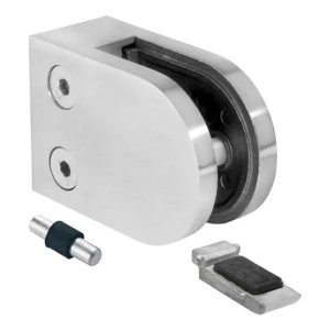 Glass clamp 6-12.76 mm 63x45x30 mm bracket and pin AISI 304 flat system satin