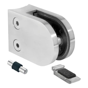Glass clamp 6-12.76 mm bracket and pin 63x45x30 mm AISI 304 system 42.4 mm satin