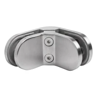 Glass clamp 6-12.76 mm 90° oval 82x45x30 mm pin AISI 304 satin