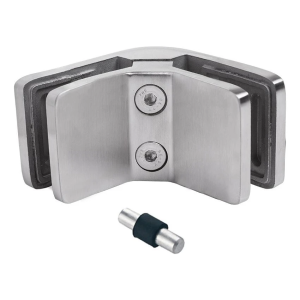 Glass clamp 6-12.76 mm 90° square 72x45x30 mm pin AISI 304 satin