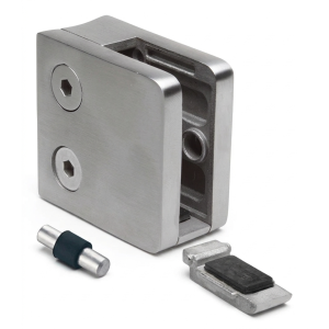 Glass holder 6-10.76 mm 45x45x26 mm pin AISI 304 system 42.4 mm satin