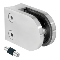 Glass clamp 6-12.76 mm 63x45x30 mm with pin AISI 304 system 48.3 mm satin