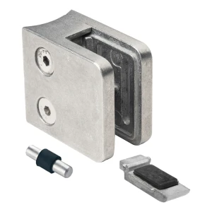 Glass clamp 6-10.76 mm 45x45x26 mm brackets and pin zamak system 42.4 mm raw