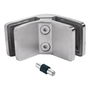 Glass clamp 6–10.76 mm square 90° pin 53x45x26 mm AISI 304 satin