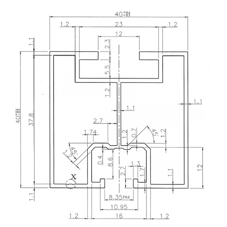 Aluminium Profile 416cm 40x40mm for Hammer Head Bolts Anodised PV-01-09-AN (4)