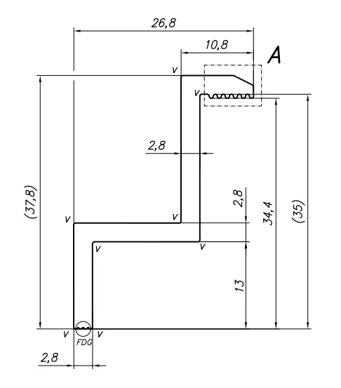 End clamp H35 aluminum 6060 hole M8 anodized PV-03-06 (2)