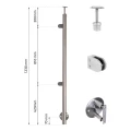 Left end post ø 42.4x1230mm AISI304 side mounting satin 000-525 (2)