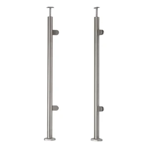 End post right/left ø 42.4x1060mm AISI304 2 glass clamps floor-mounted