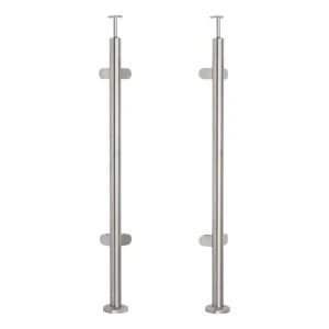 Corner balustrade post for glass fi 42.4x1060/1102.4mm 4 brackets brushed