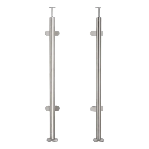 Corner Balustrade Post for Glass ø42.4x1060/1102.4mm 4 Clamps Brushed 000-559 (1)