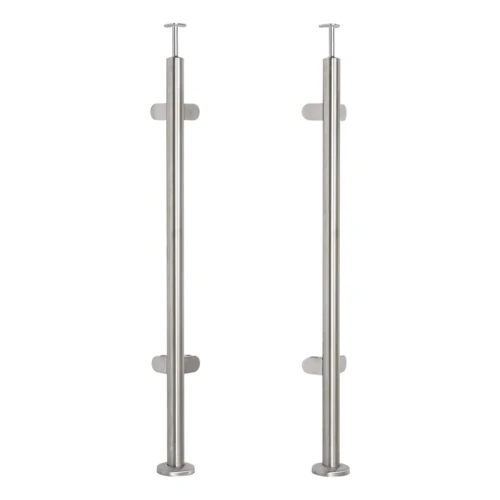 Corner Balustrade Post for Glass ø42.4x1060/1102.4mm 4 Clamps Brushed 000-559 (1)