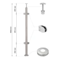 Corner Balustrade Post for Glass ø42.4x1060/1102.4mm 4 Clamps Brushed 000-559 (2)