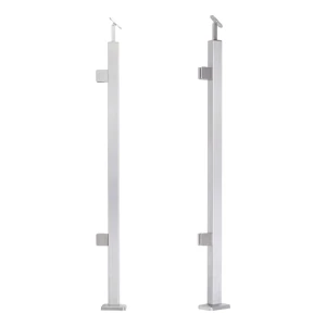 Left end balustrading post 40x40x1060/1100mm 2 glass clamps
