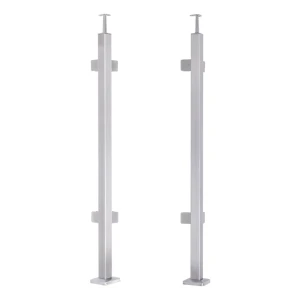 Corner balustrade post 40x40x1060/1100mm 4 glass clamps AISI 304