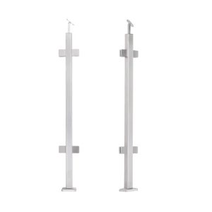 Intermediate balustrade post 40x40x1060/1100mm 4 glass clamps AISI 304