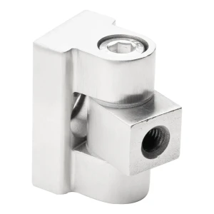 180° Hinge for Glass Mounting 45 x 45 x 26 mm Flat System AISI304, Satin