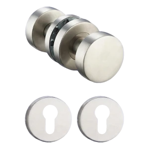PSG movable stainless steel door handle set with round PZ escutcheons