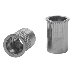 Through Rivet Nut M6 A2 AISI 304 – Reduced Conical Flange, Knurled
