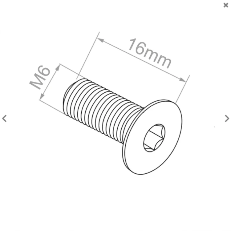 Countersunk head screw M6x16 DIN 7991 – stainless steel A2 (AISI 304), hexagonal socket 000-816 (2)