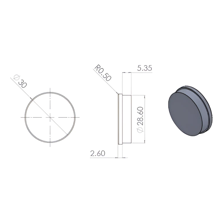Kozza – aluminium end cap for glass balustrade profiles KE 105 black 000-848 (3)