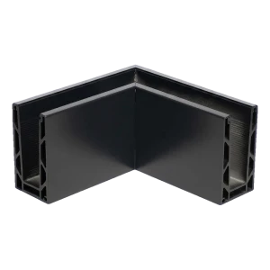 Kozza KE 100 – U-profile internal corner 90° for all-glass balustrades, dark grey