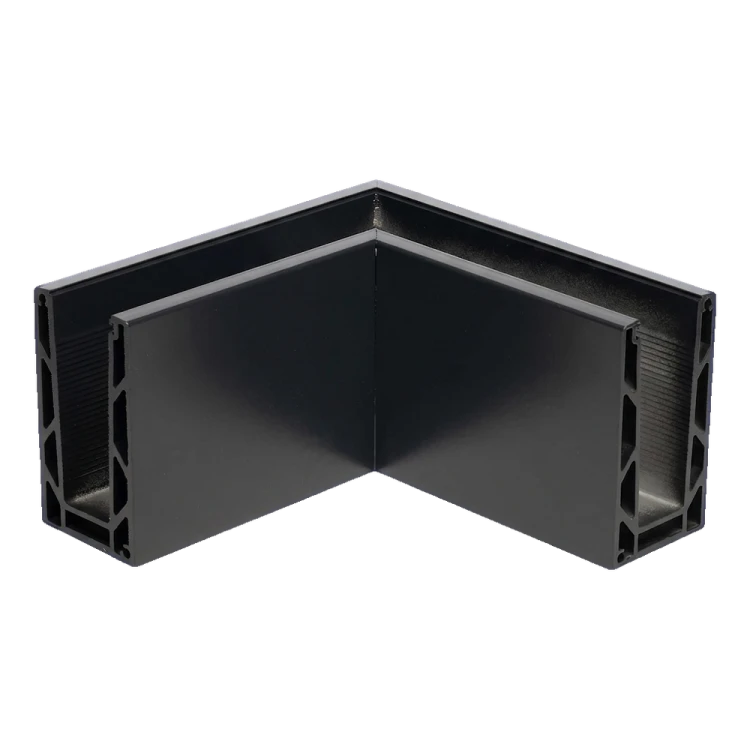 Kozza KE 100 – U-profile internal corner 90° for all-glass balustrades, dark grey 000-855 (1)
