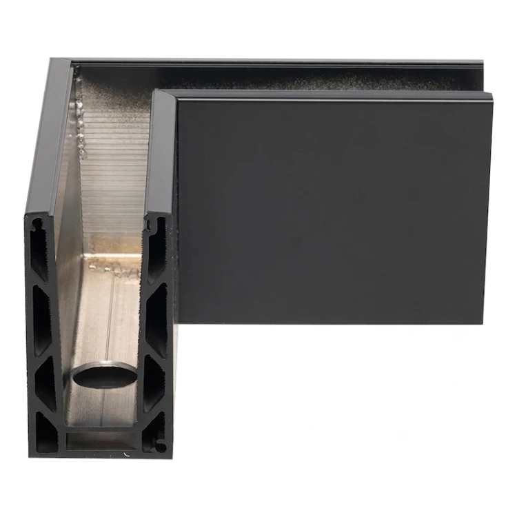 Kozza KE 100 – U-profile internal corner 90° for all-glass balustrades, dark grey 000-855 (3)