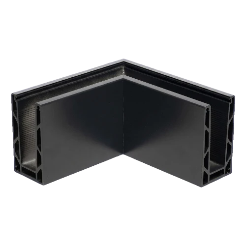 Kozza KE 100 – external corner U profile 90° for all-glass balustrades, dark grey RAL 7021 000-858 (1)