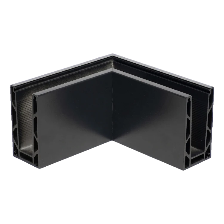Kozza KE 100 – external corner U profile 90° for all-glass balustrades, dark grey RAL 7021 000-858 (1)