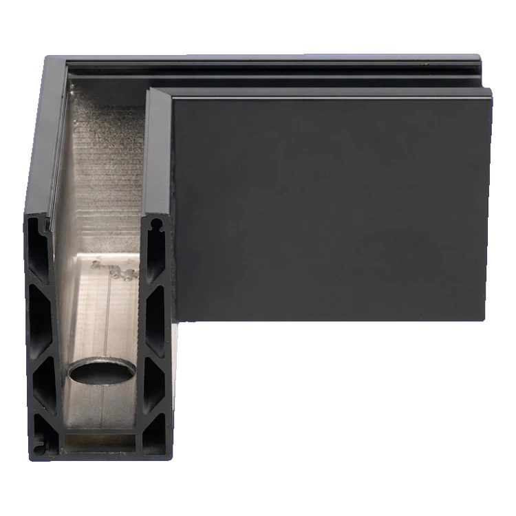Kozza KE 100 – external corner U profile 90° for all-glass balustrades, dark grey RAL 7021 000-858 (3)