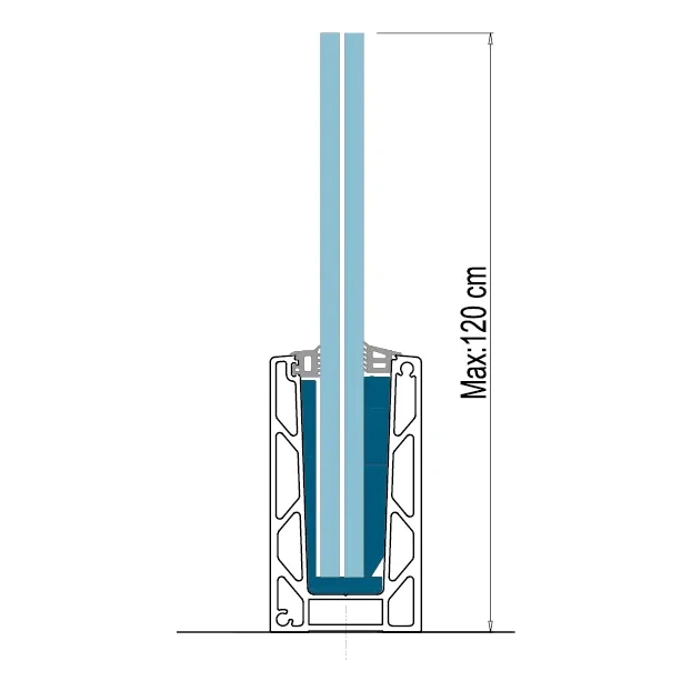 Kozza KE 100 – U-profile for all-glass balustrades 5000 mm black, top mounting 000-861 (2)