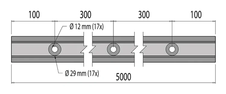 Kozza KE 100 – U-profile for all-glass balustrades 5000 mm black, top mounting 000-861 (6)