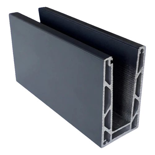 Kozza KE 100 – U-profile for all-glass balustrades 5000 mm dark grey 000-862 (1)