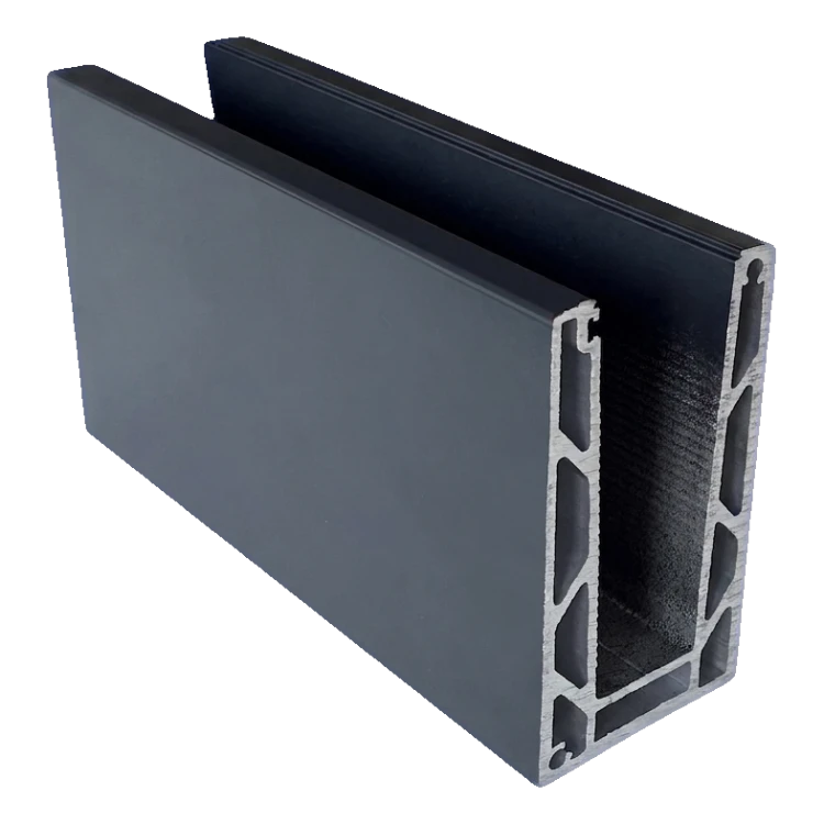 Kozza KE 100 – U-profile for all-glass balustrades 5000 mm dark grey 000-862 (1)