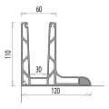 Kozza KE 105 – L-type aluminium profile for full-glass balustrades 5000 mm 000-871 (4)