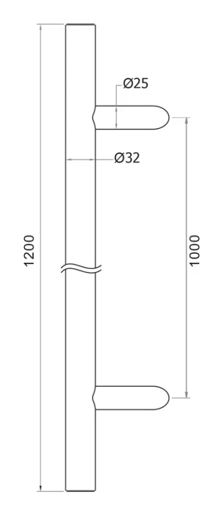 PSG single-sided round door handle black 32×1200 mm AISI 304 – 45° mounting 000-721 (5)