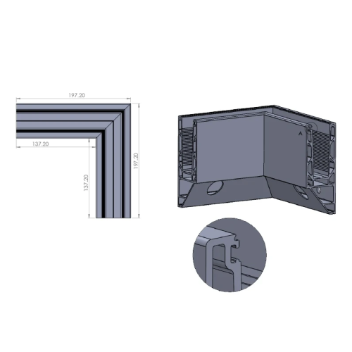 Kozza KE 120 – U-profile internal 90° corner for all-glass balustrades, side mounting 000-873 (2)