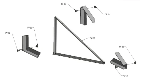 Mounting triangle 15 vertical 1400x1352x374 PV-09-01 (2)