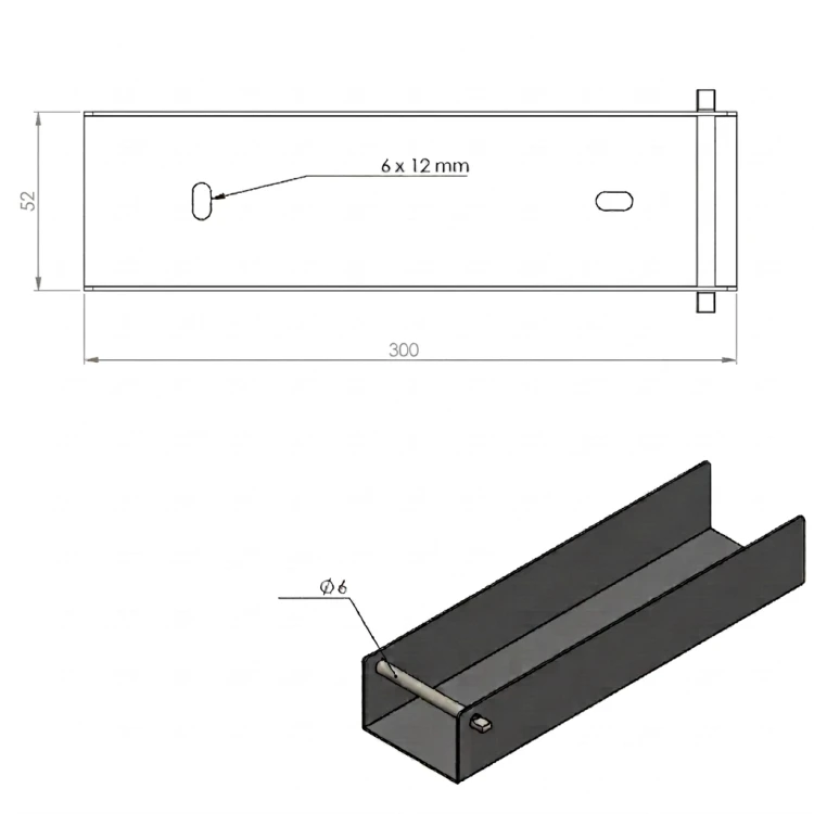 C-channel connector bracket for base wall 300x50 bronze GPV-700-55 (3)