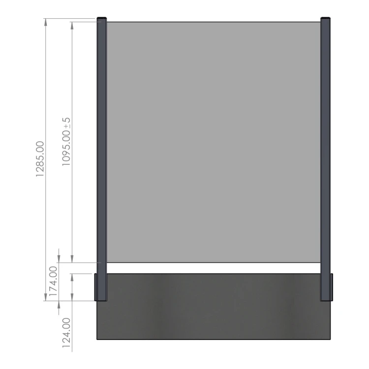 Corner railing post 45x45x1283mm glass 8.72mm dark grey Kozza KR7500 000-890 (7)