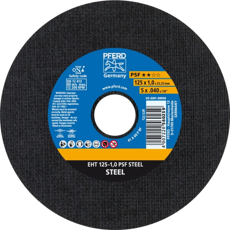 PFERD EHT 125-1.0 PSF Steel – Cutting disc for steel 125 x 1.0 mm 000-946 (1)