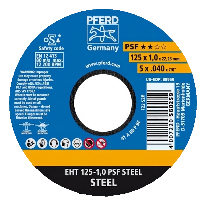 PFERD EHT 125-1.0 PSF Steel – Cutting disc for steel 125 x 1.0 mm 000-946 (2)