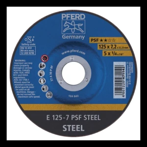 PFERD E 125-7 PSF STEEL – steel grinding disc 125 × 7.2 mm (pack of 10 pcs)