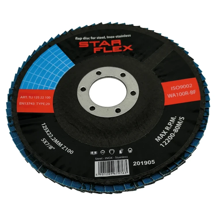 Starflex – T29 bent flap disc 125 mm zirconia P100 INOX 000-974 (1)