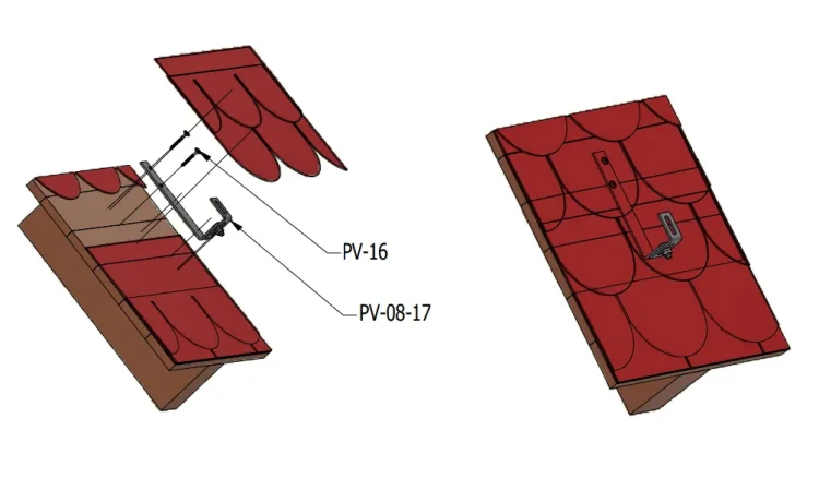 Roof hook J adjustable for bitumen and slate roofs PV-08-17 (3)