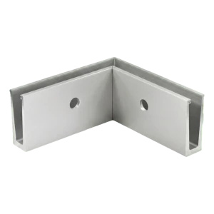 PSG U-profile internal corner 90° for all-glass balustrades – side mounting, raw aluminium