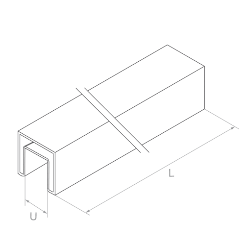 PSG Glass-Mounted Handrail 40x40 mm AISI 304 Satin – 2500 mm 001-082 (2)