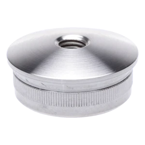 Convex push-in end cap for 48.3 mm balustrade tube with M8 thread, AISI 304 satin